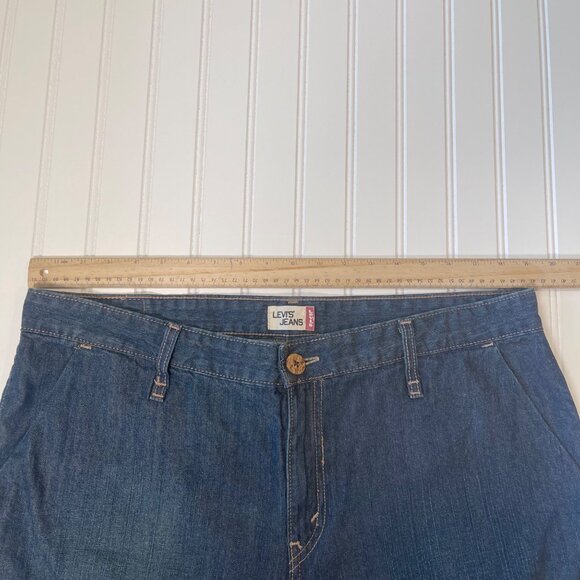 Levi’s Womens Denim Culottes Jeans Size 16 Wide-Leg Mid-Length Flat Front Slant - Picture 3 of 12